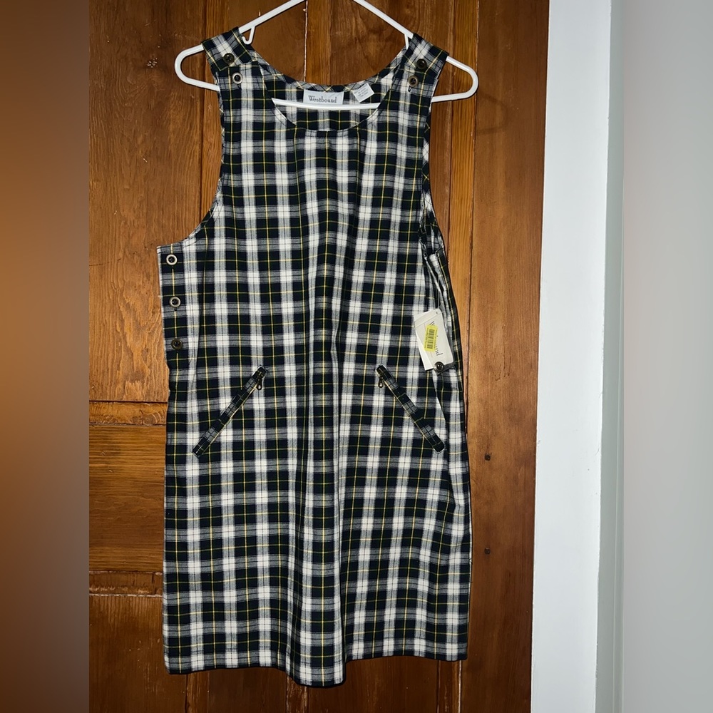 Vintage 90s Westbound Multicolored Plaid Pinafore Dress